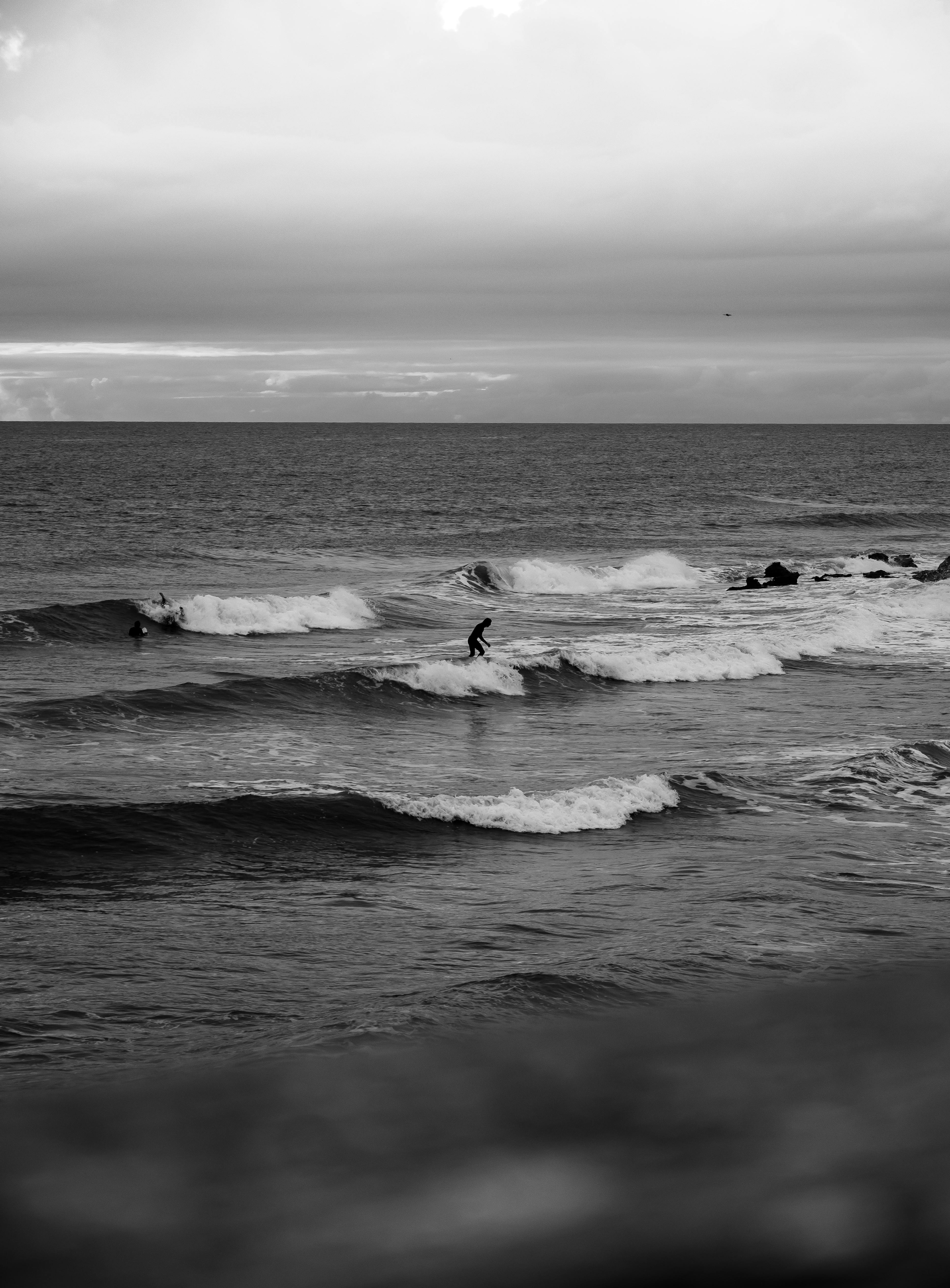 Tavola da surf su onda marina
